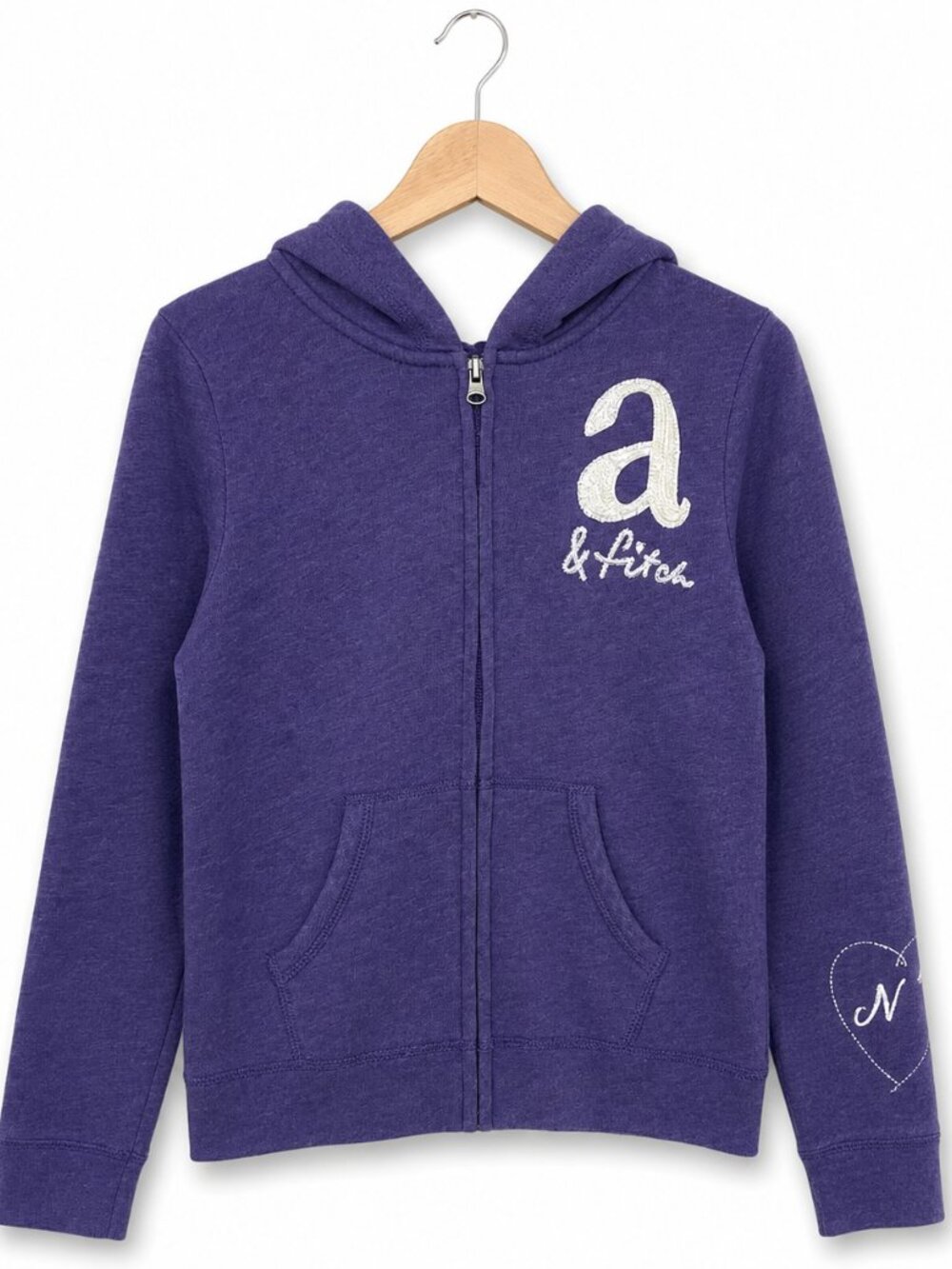 abercrombie kids Girls Hoodie Sz 11 12 Purple Sequined Full Front Zip Sweatshirt